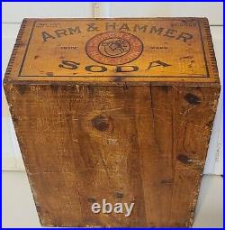 Antique Vintage Arm & Hammer Soda 60 LBS Wooden Box Crate NEW YORK, N. Y. USA