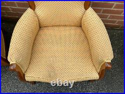 Antique Vintage Armchair & Sofa Yellow Walnut Wood Frame RRP £1200