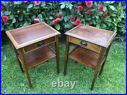 Antique Vintage Bedside Cabinets Tables Inlaid Georgian Style Stamped 1971