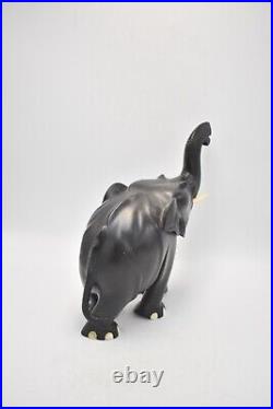 Antique Vintage Black Wood Ebony Decorative Elephant Statue Figurine 1.4KG