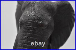 Antique Vintage Black Wood Ebony Decorative Elephant Statue/ Figurine 2.9KG