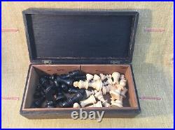 Antique Vintage Box Wood Chess Set Cambridge University circa 1910