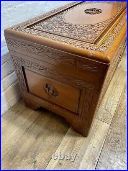 Antique Vintage Carved Camfor Wood Chest Trunk. Delivery Available