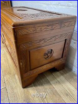 Antique Vintage Carved Camfor Wood Chest Trunk. Delivery Available