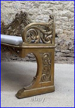 Antique Vintage Carved Wood Gilt Bench. Chateau De Vilers Helon