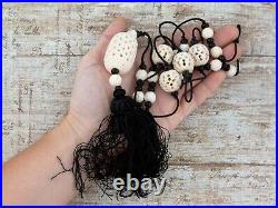 Antique Vintage Deco Chinese Carved Celluloid Tassel Lavaliere Necklace 58.2g
