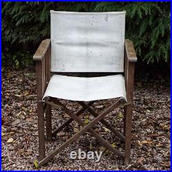 Antique Vintage Directors Chair Canvas With Solid Wood Frame