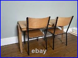 Antique Vintage Double Childrens School Desk with Matching Chairs (and storage)