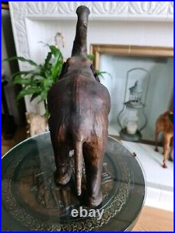 Antique Vintage Elephant Figurine Rare Distressed genuine hide Collectors Item