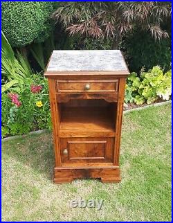 Antique / Vintage French Marble Topped Bedside Cabinet / Pot Cupboard