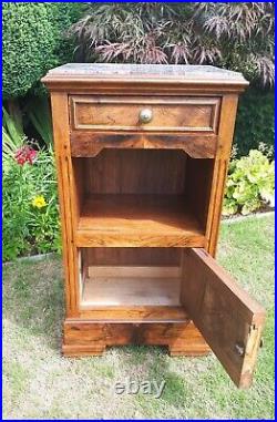 Antique / Vintage French Marble Topped Bedside Cabinet / Pot Cupboard