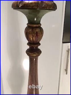 Antique Vintage Hand Painted Italian Gilt Wood Florentine Standard Lamp