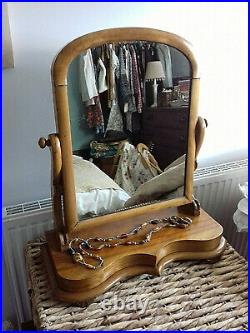 Antique Vintage Handsome Large Satin Wood Dressing Table Mirror