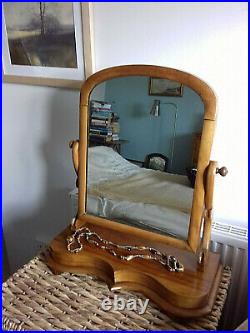 Antique Vintage Handsome Large Satin Wood Dressing Table Mirror