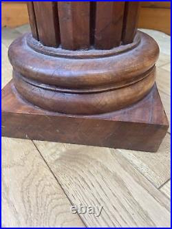 Antique Vintage Heavy Wood Decoratively Carved Plinth / Plant Stand / Pedestal