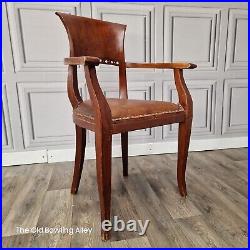 Antique Vintage Italian Classic Bow Back Carver Smokers Captains Arm Chair