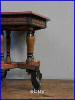 Antique Vintage Painted Wooden Side End Table Hungarian Original Paint Sofa Lamp
