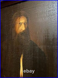 Antique Vintage Painting Rasputin Oil On Wood Panel Strange Unique Piece Erotic
