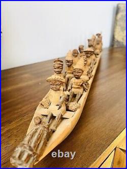 Antique Vintage Primitive Folk Art Sculpture Carving Ghanaian Boat People