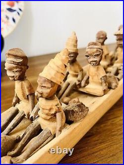 Antique Vintage Primitive Folk Art Sculpture Carving Ghanaian Boat People