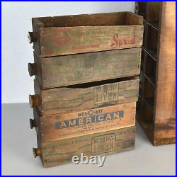Antique Vintage Primitive Folk Art Wooden Ten Drawer Cheese Box Cabinet Handmade