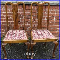 Antique Vintage Queen Anne Pair Of Solid Wood Dining Chairs furniture