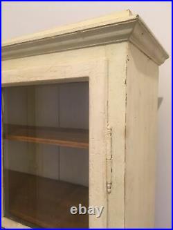 Antique Vintage Rare Cabinet Glass Doors Glazed Painted Wood Cupboard Bookcase