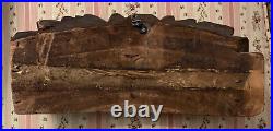 Antique Vintage Salvaged Fragment Of Decorative Wood Painted In Dark Gold