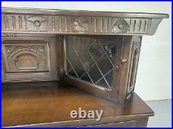Antique Vintage Stanley Wood Mahogany Buffet Cabinet Old Charm with Leaded Glass
