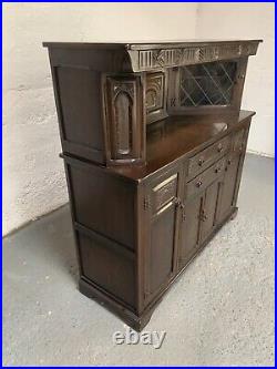 Antique Vintage Stanley Wood Mahogany Buffet Cabinet Old Charm with Leaded Glass