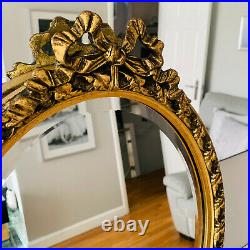 Antique Vintage Victorian Large Gilt Framed Oval Wall Mirror with Bevelled Glass