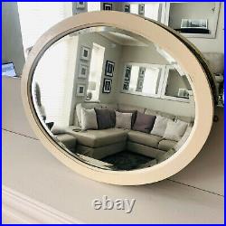 Antique Vintage Victorian Large Wood Framed Oval Mirror with Bevelled Glass