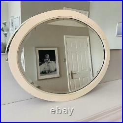 Antique Vintage Victorian Large Wood Framed Oval Mirror with Bevelled Glass