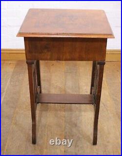 Antique Vintage Walnut sewing side table storage table occasional table
