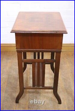 Antique Vintage Walnut sewing side table storage table occasional table
