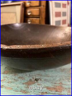 Antique/Vintage Wooden Dough Bowl Out of Round Farmhouse Primitive 16.75
