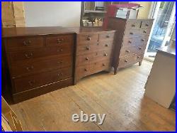 Antique Vintage Wooden Retro Teak Joblot of chest of Lock Wholes drawers x 3