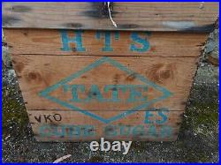 Antique/Vintage Wooden'Tate And Lyle' Sugar Crate With Pale Blue Lettering