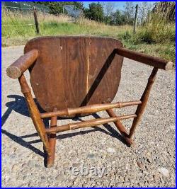 Antique Vintage Wooden Windsor Back Carver Low Nursing Fireside Arm Chair