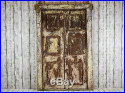Antique Vintage Worn Paint Indian Wooden Door and Frame