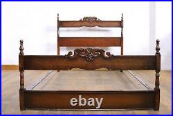 Antique Vintage carved oak double bed