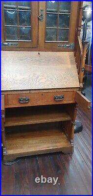 Antique Vintage wood Bureau / Writing Desk with key / Solid wood