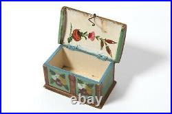 Antique Wood Box Hand Painted, Jewelry Box, Vintage Bergen 1933