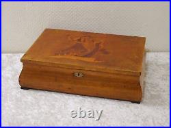 Antique Wood Little Box Casket Handmade Inlaid Lumberjack Vintage 32 CM