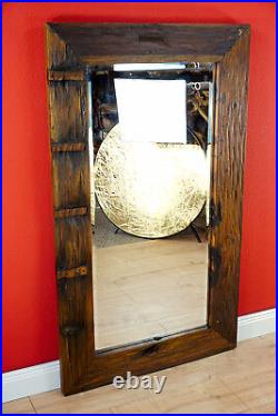 Antique Wood Mirror Teak Wood Wall Mirror Bathroom Hall Rustic Solid Vintage