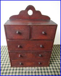 Antique Wood Spice Chest/Box, 5 Drawers, Vintage Handmade Kitchen Primitive