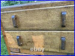 Antique Wooden Chest Of Drawers Tallboy Bedroom Carved 4 Drawer Vintage #L
