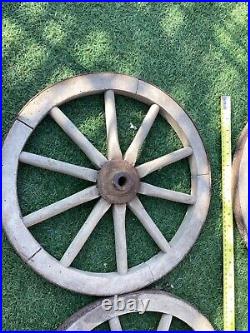 Antique Wooden Wagon Wheels Cart Buggy Spokes Iron Vintage French Wood 18
