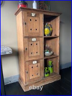 Antique furniture school locker wooden 50s 60s vintage cabinet