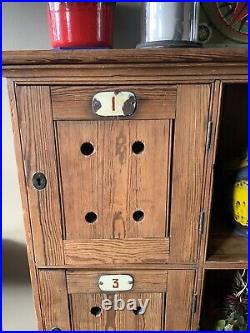Antique furniture school locker wooden 50s 60s vintage cabinet
